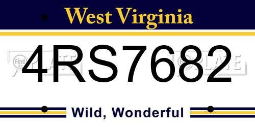 4RS7682 West Virginia License Plate