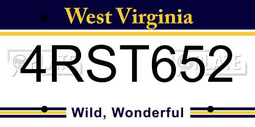 4RST652 West Virginia License Plate