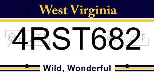 4RST682 West Virginia License Plate