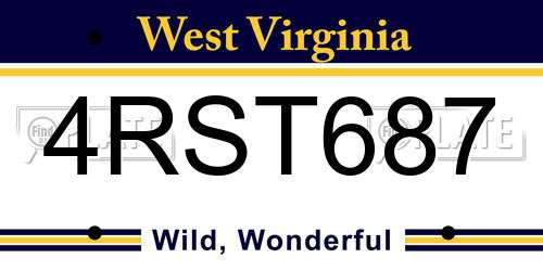 4RST687 West Virginia License Plate