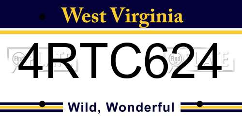 4RTC624 West Virginia License Plate