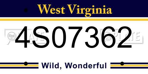 4S07362 West Virginia License Plate