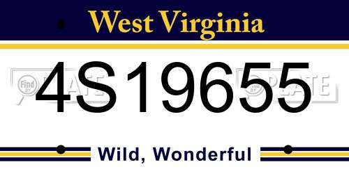 4S19655 West Virginia License Plate
