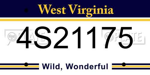 4S21175 West Virginia License Plate