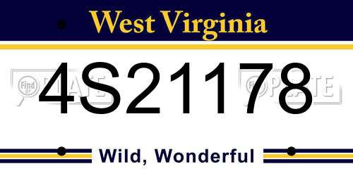 4S21178 West Virginia License Plate