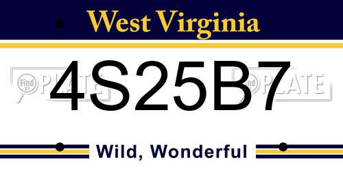 4S25B7 West Virginia License Plate