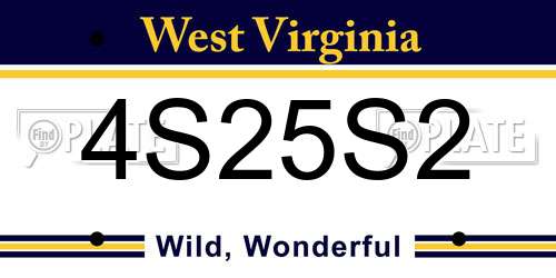 4S25S2 West Virginia License Plate
