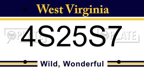 4S25S7 West Virginia License Plate