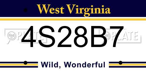 4S28B7 West Virginia License Plate