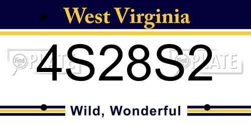 4S28S2 West Virginia License Plate
