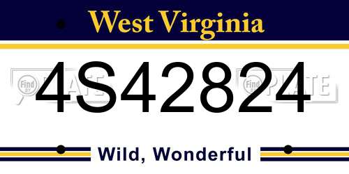 4S42824 West Virginia License Plate