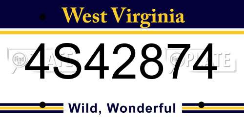 4S42874 West Virginia License Plate