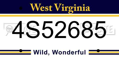 4S52685 West Virginia License Plate