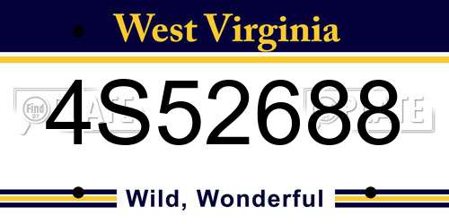 4S52688 West Virginia License Plate