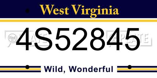 4S52845 West Virginia License Plate
