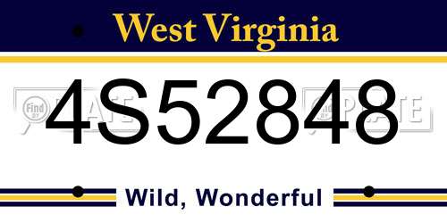 4S52848 West Virginia License Plate