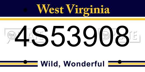 4S53908 West Virginia License Plate