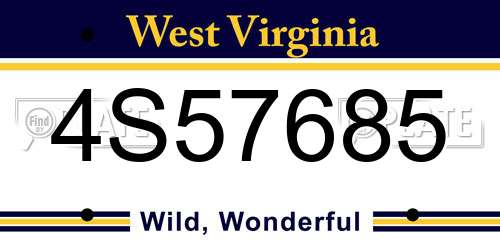 4S57685 West Virginia License Plate