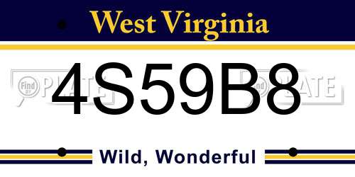 4S59B8 West Virginia License Plate