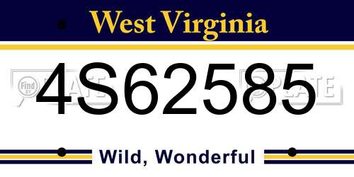 4S62585 West Virginia License Plate