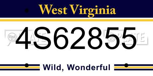 4S62855 West Virginia License Plate
