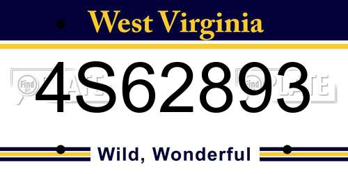 4S62893 West Virginia License Plate