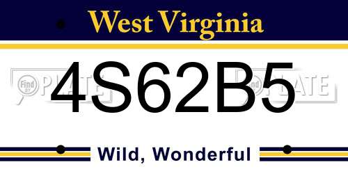 4S62B5 West Virginia License Plate