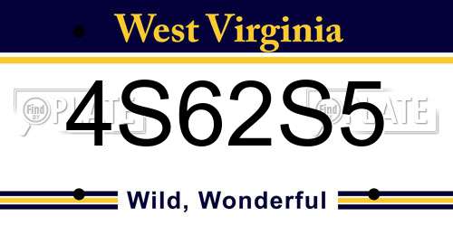 4S62S5 West Virginia License Plate