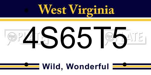 4S65T5 West Virginia License Plate