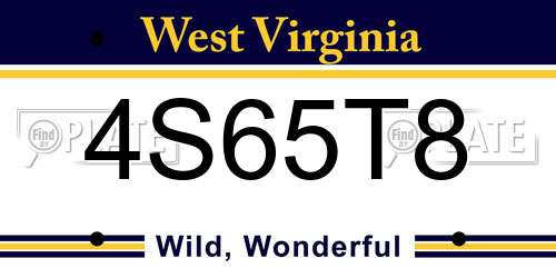 4S65T8 West Virginia License Plate