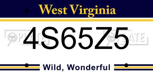 4S65Z5 West Virginia License Plate