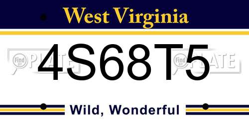 4S68T5 West Virginia License Plate