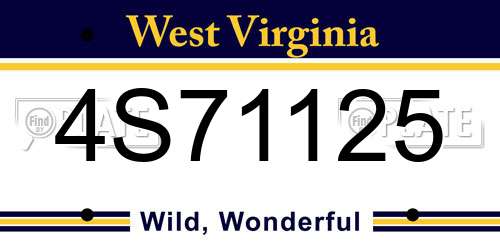 4S71125 West Virginia License Plate