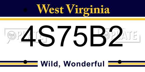4S75B2 West Virginia License Plate