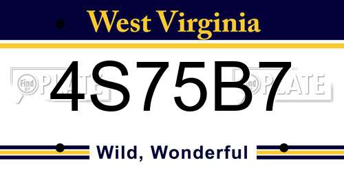 4S75B7 West Virginia License Plate