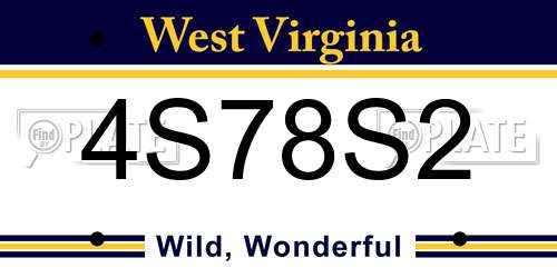 4S78S2 West Virginia License Plate
