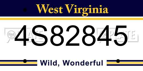 4S82845 West Virginia License Plate
