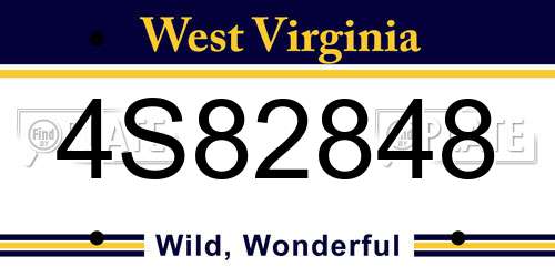 4S82848 West Virginia License Plate