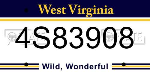 4S83908 West Virginia License Plate
