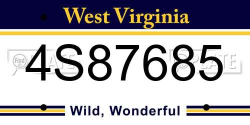 4S87685 West Virginia License Plate