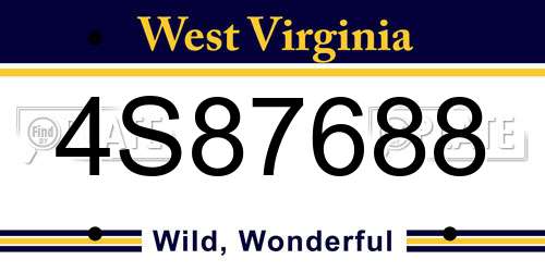 4S87688 West Virginia License Plate