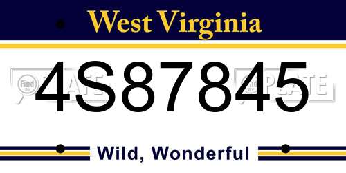 4S87845 West Virginia License Plate