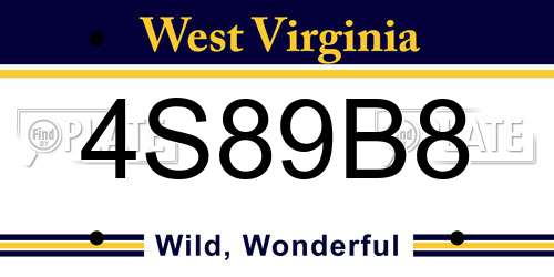 4S89B8 West Virginia License Plate
