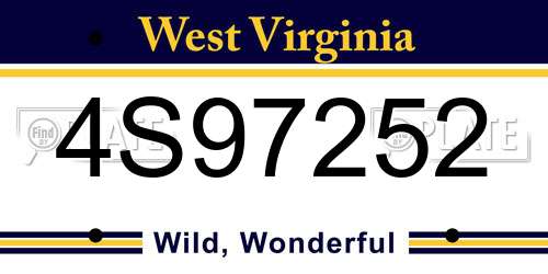 4S97252 West Virginia License Plate