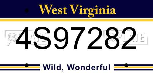 4S97282 West Virginia License Plate