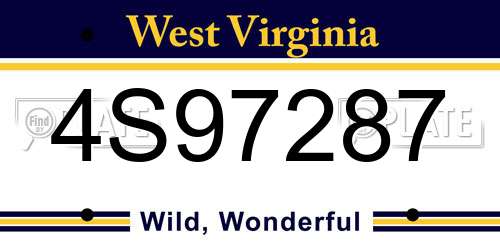 4S97287 West Virginia License Plate