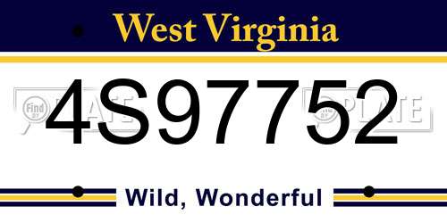 4S97752 West Virginia License Plate