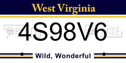 4S98V6 West Virginia License Plate