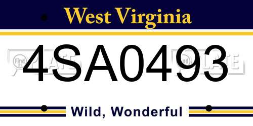 4SA0493 West Virginia License Plate