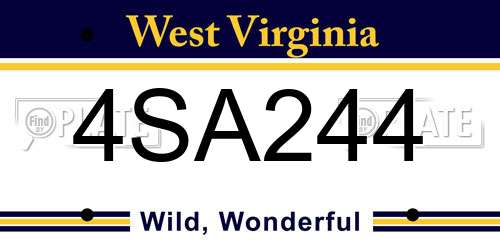 4SA244 West Virginia License Plate